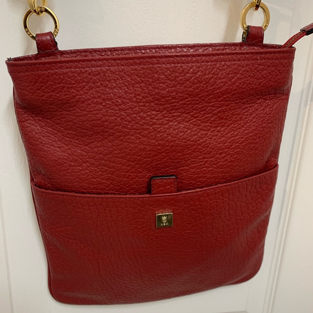 💯 KEM red Leather Crossbody bag